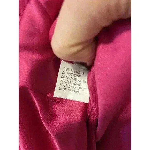 NEW Mac Duggal Magenta Crystal Satin Empire Waist Long Sleeve Gown Size 4 - Picture 10 of 11